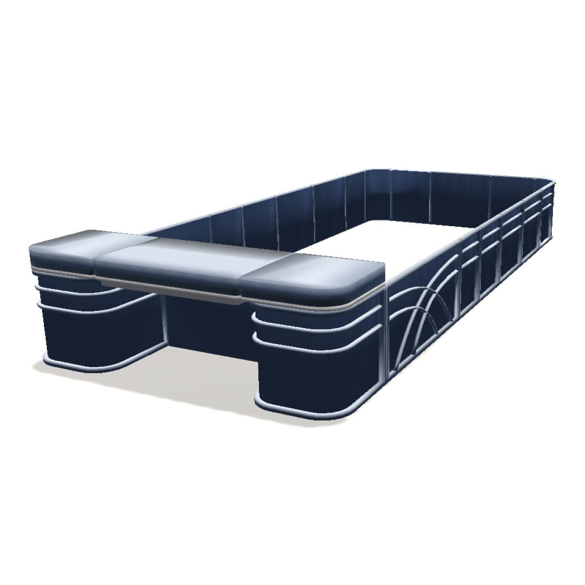 Full Width Sun Deck - 8' Wide 28" Corners Pontoon Fence Railing Package