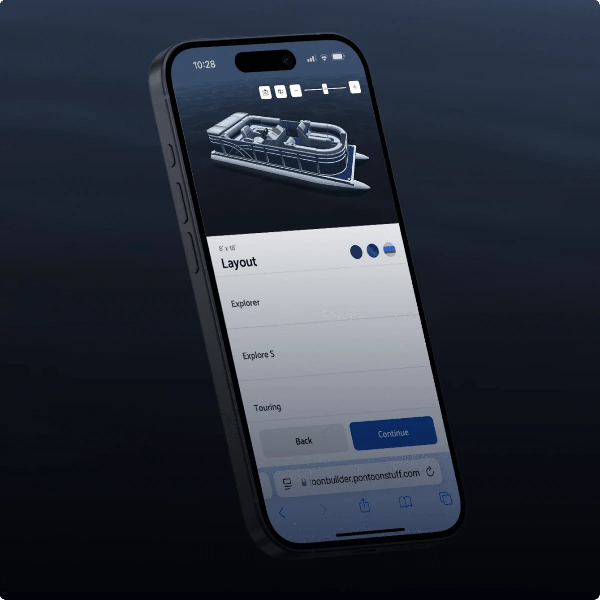 3D Pontoon Builder app on a phone