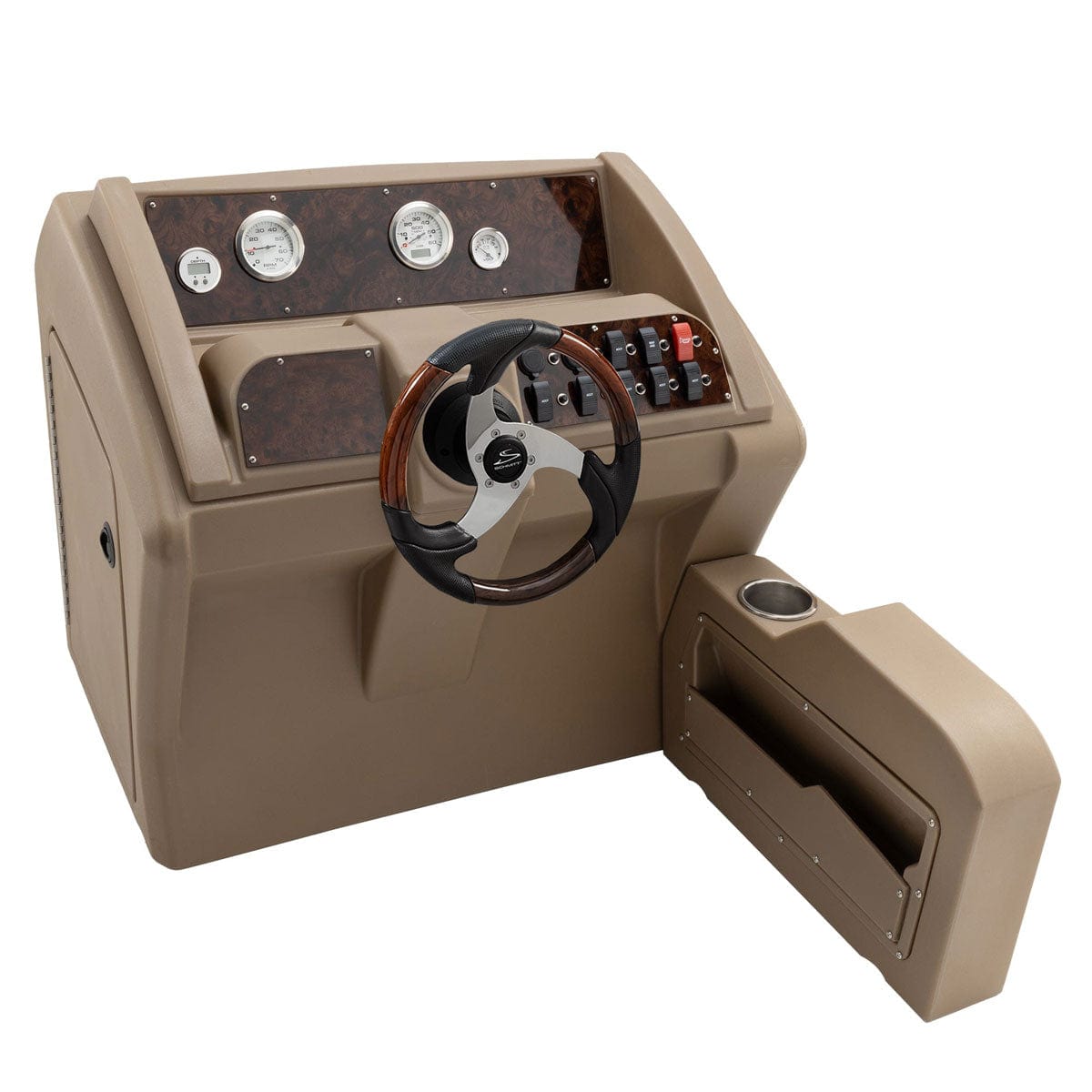 DeckMate Luxury Deluxe Large Helm Console Burlwood #color_beige & invisible
