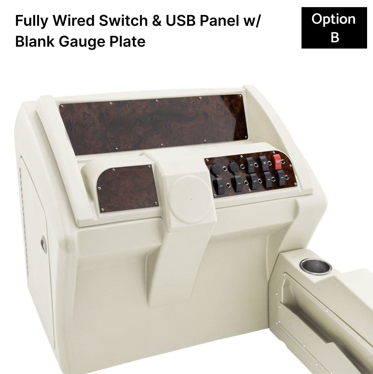 Ivory Deluxe Console Fully Wired Switch Panel Burlwood #color_ivory & invisible