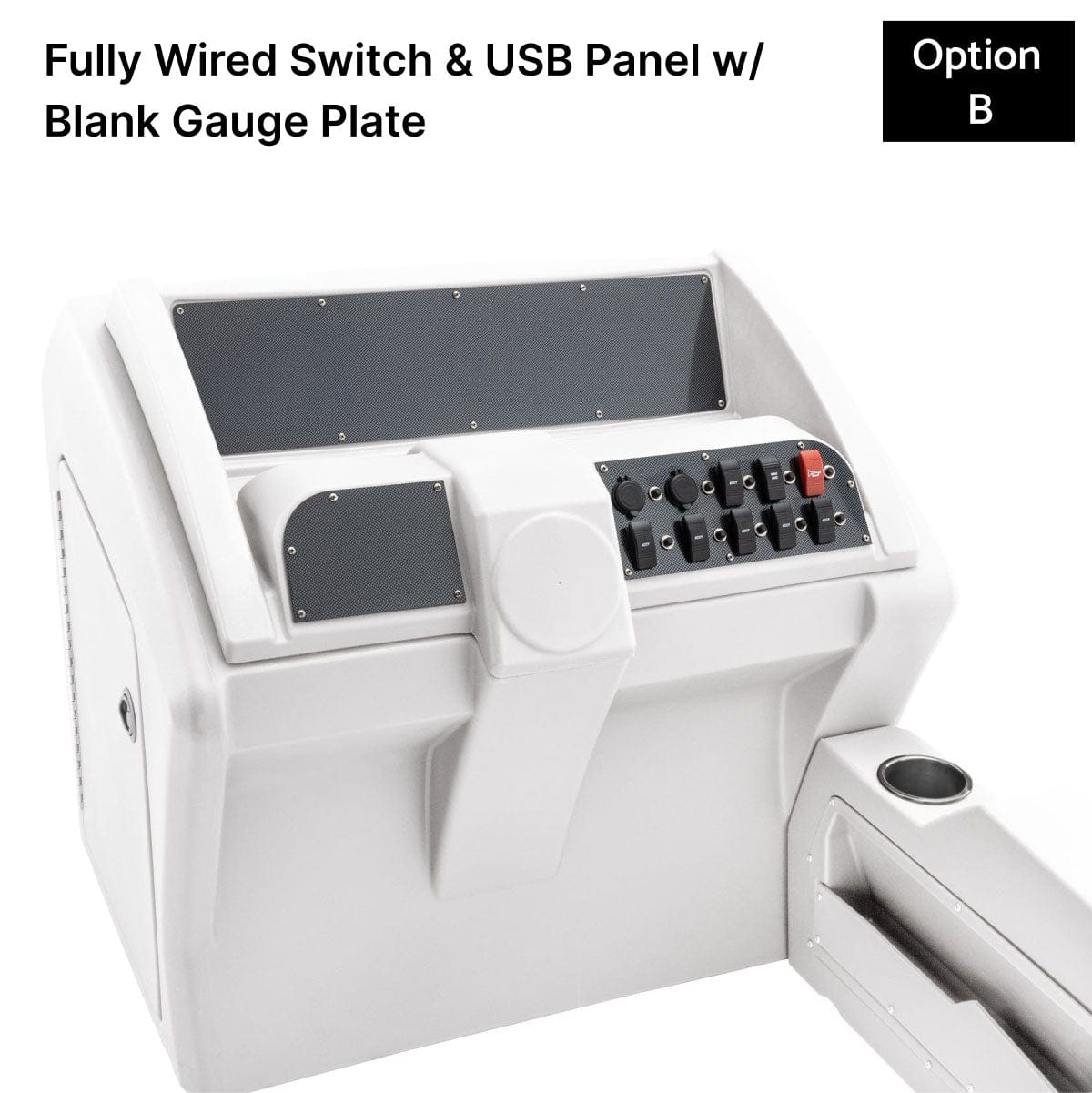 White Deluxe Console Fully Wired Switch Panel Carbon Fiber #color_white & invisible
