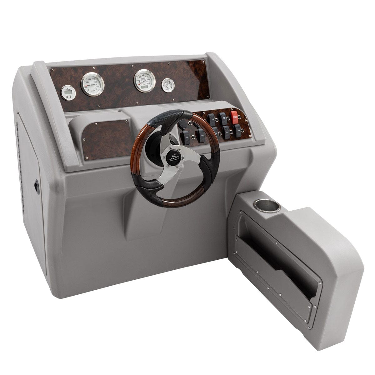 DeckMate Luxury Deluxe Large Helm Console Burlwood #color_gray & invisible
