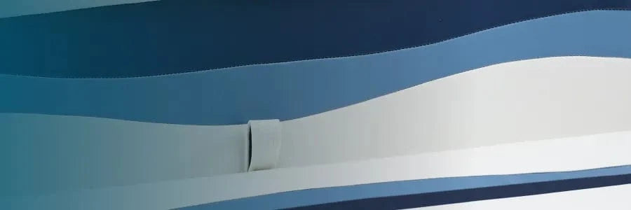 Classic pontoon boat seat detail image blue, light blue, and white