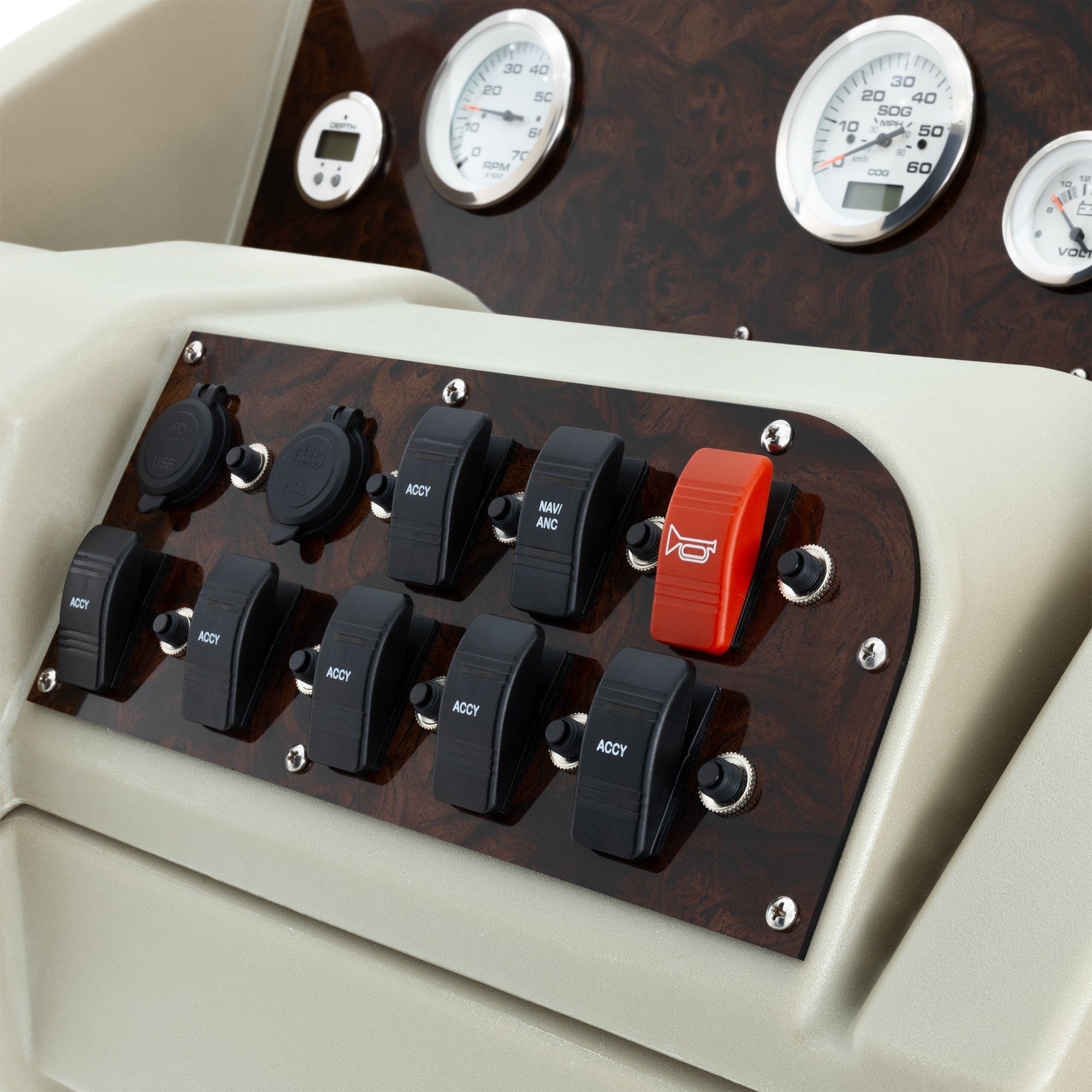 Ivory Console Burlwood Detail #color_ivory