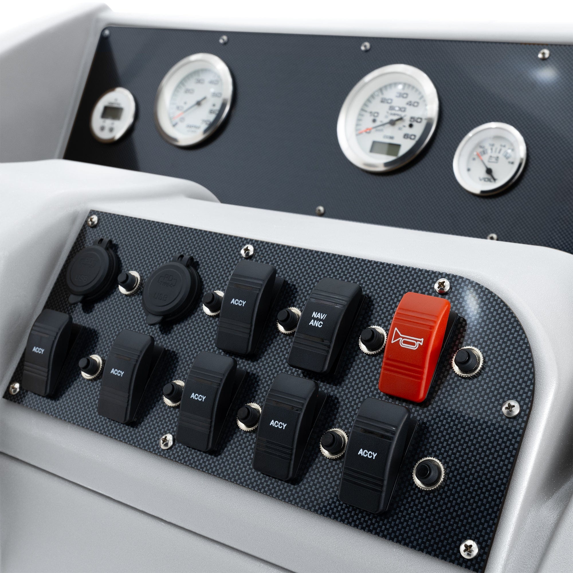 White Console Carbon Fiber Detail Panel #color_white