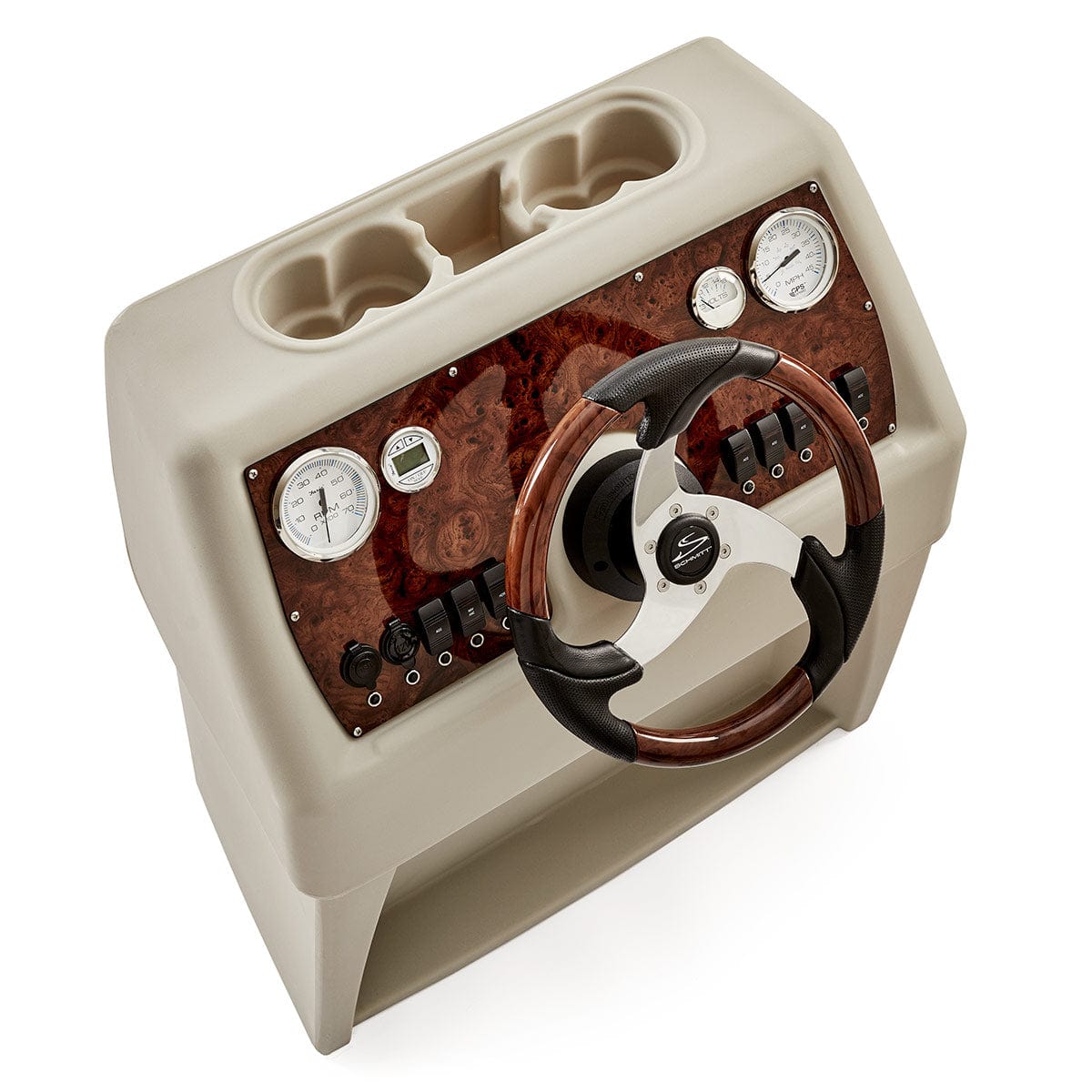 DeckMate Premium Small Helm Console burl zoom #wheel & panel color_burl wood