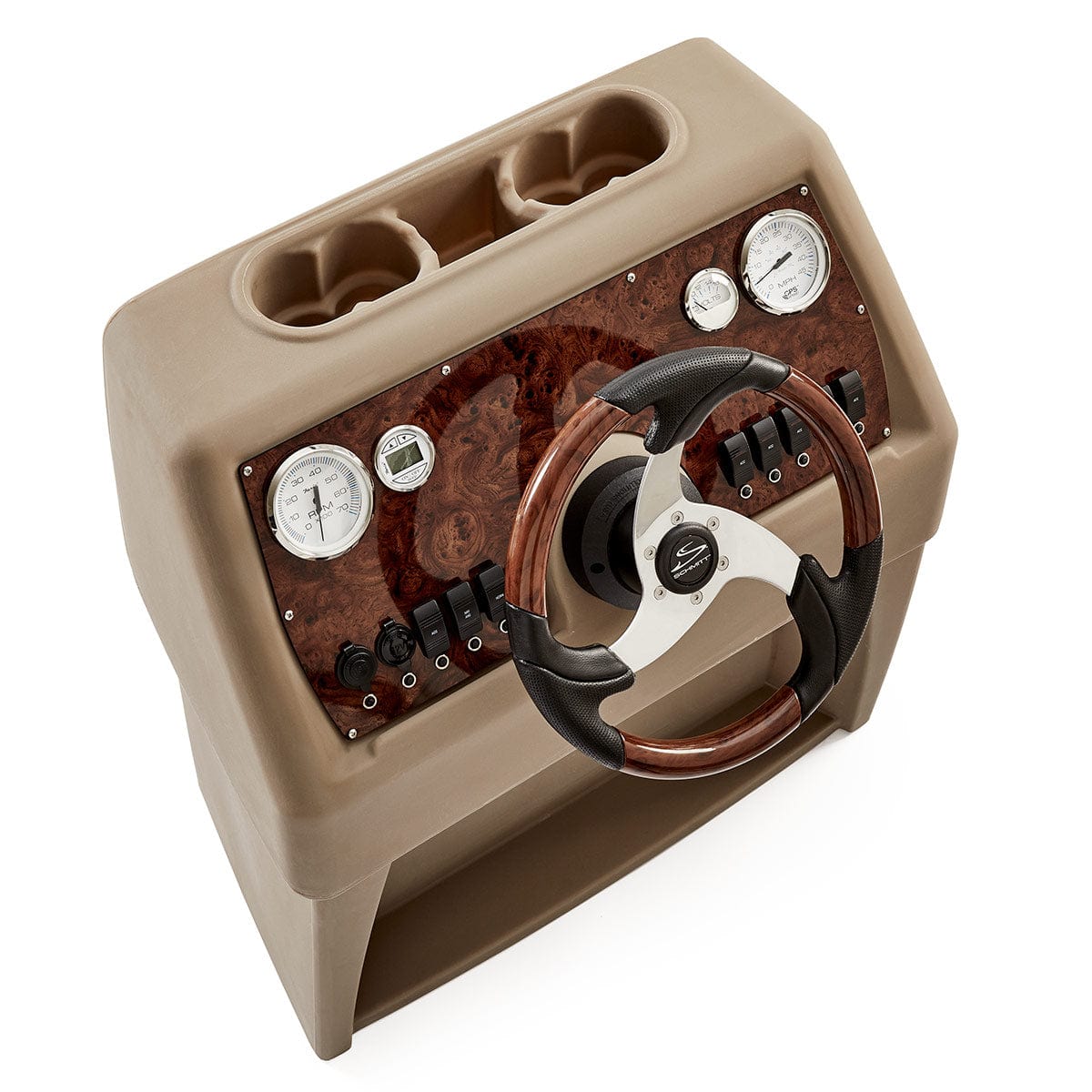 DeckMate Luxury Small Helm Console Burl zoom #wheel & panel color_burl wood