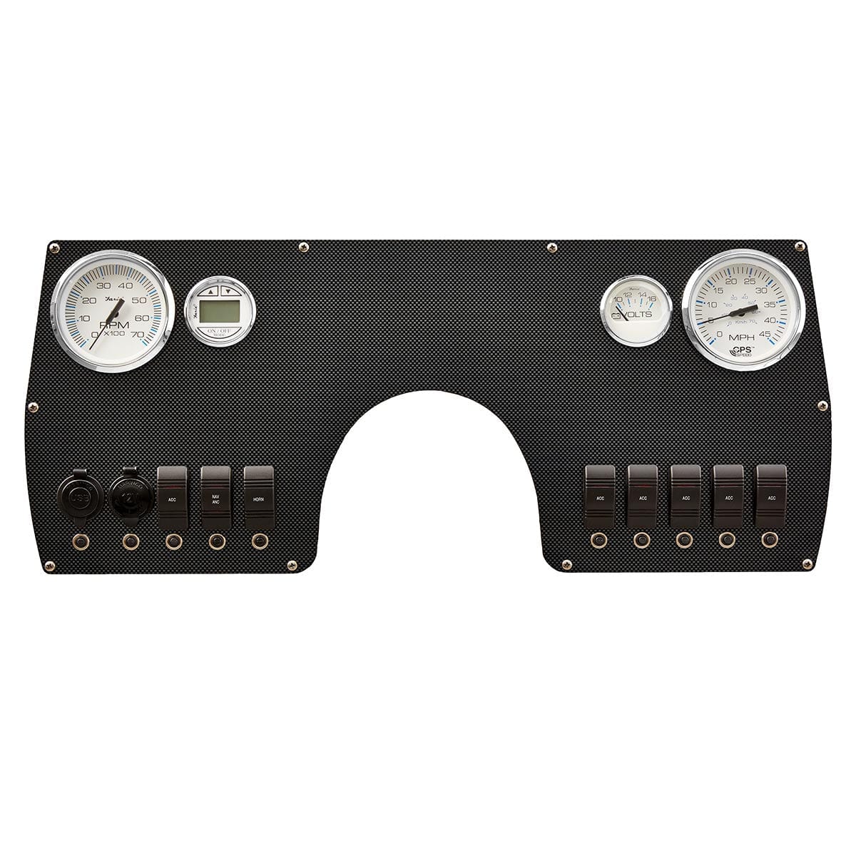 DeckMate Pontoon Console Panel switches and gauges carbon #wheel & panel color_carbon fiber