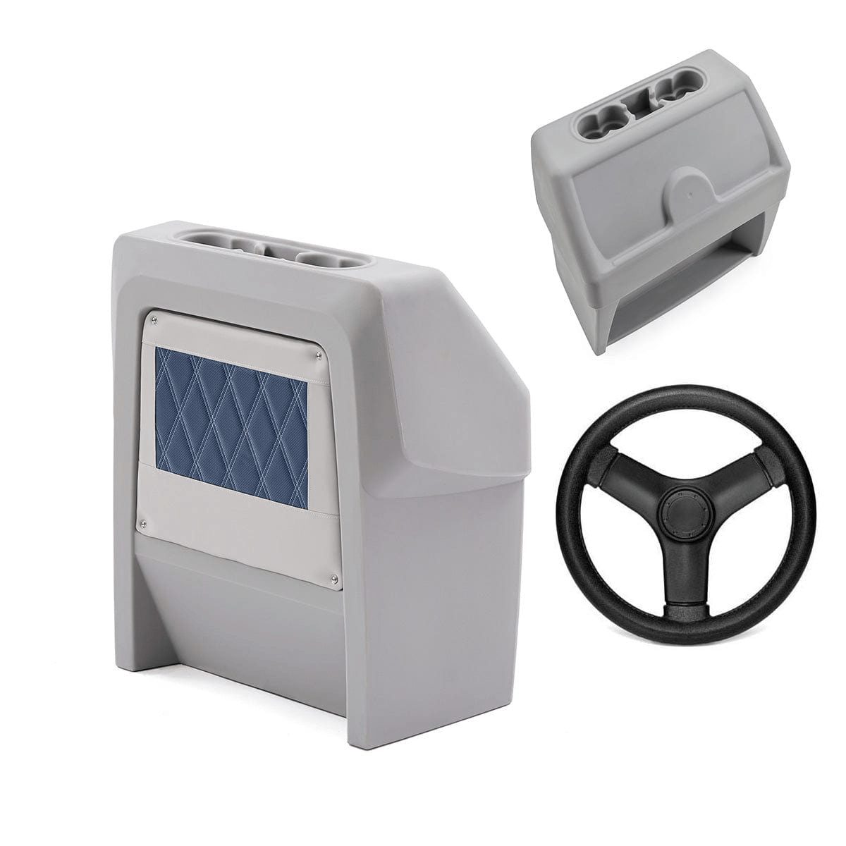 DeckMate Luxury Small Helm Console Blank #color_navy & gray & invisible