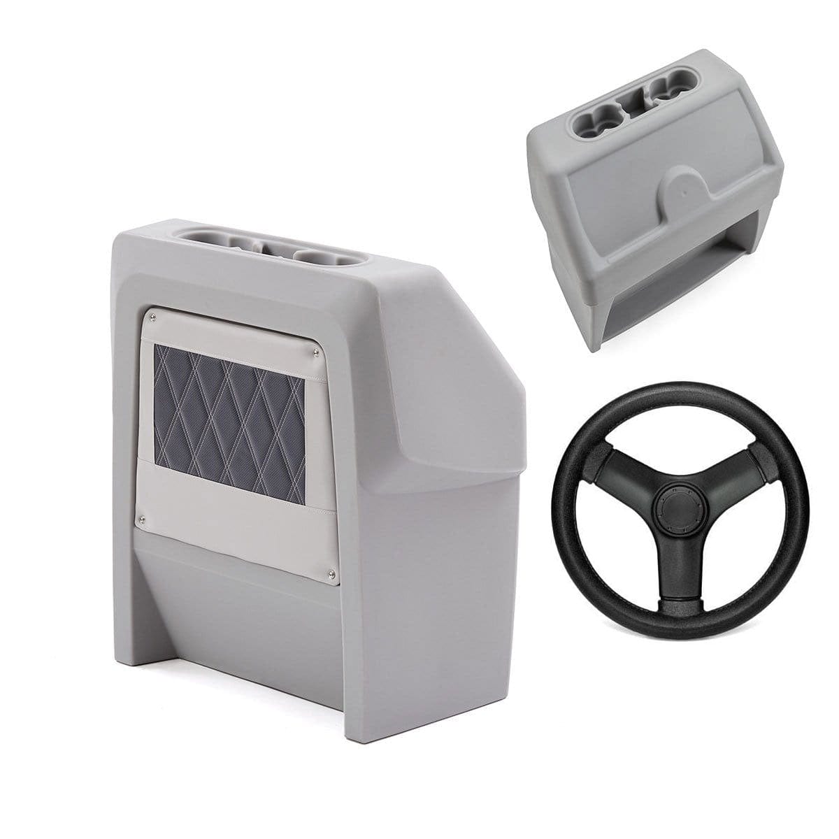 DeckMate Luxury Small Helm Console Blank #color_charcoal & gray & invisible