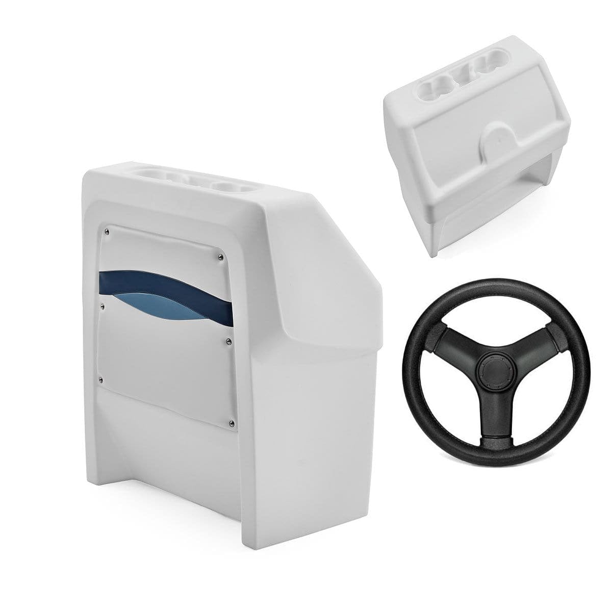DeckMate Premium Small Helm Console blank #color_white, blue & light blue & invisible