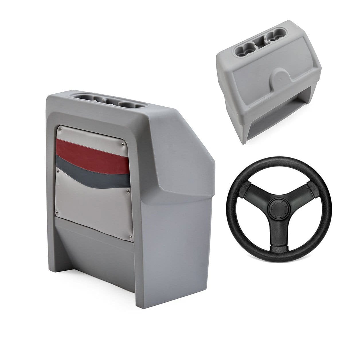 DeckMate Small Classic Helm Console blank #color_gray, red & charcoal & invisible