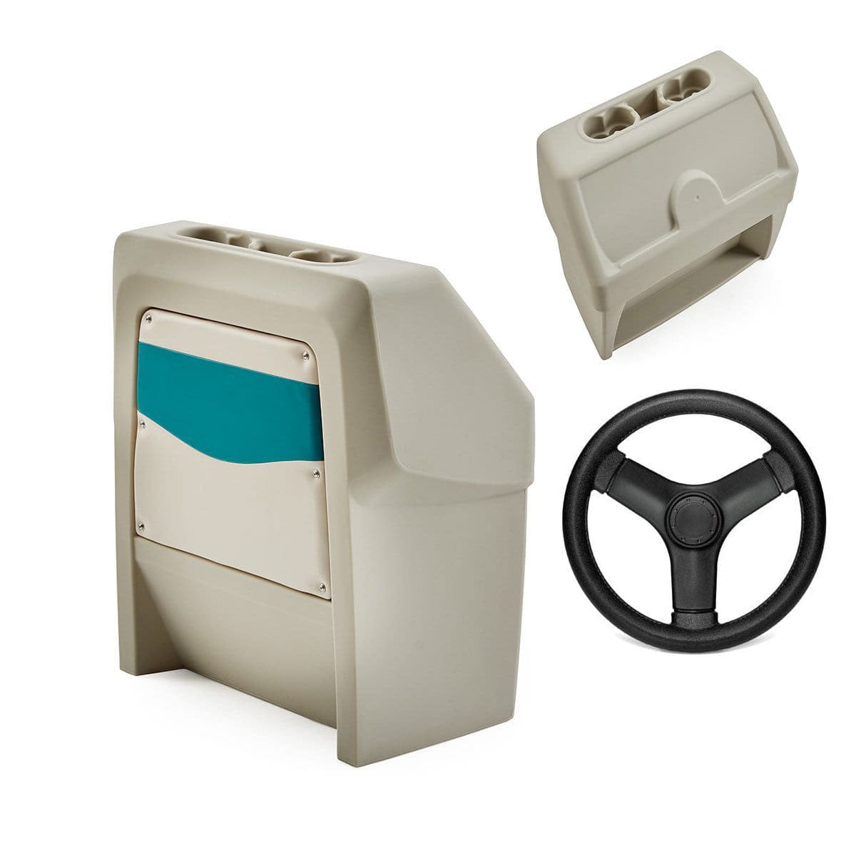 DeckMate Small Classic Helm Console blank #color_ivory & teal & invisible