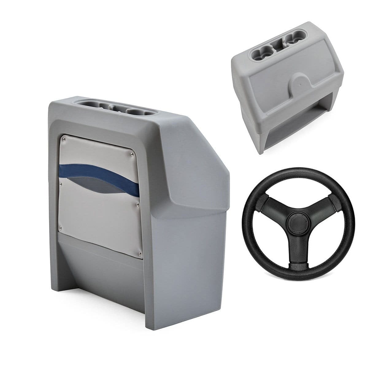 DeckMate Premium Small Helm Console blank #color_gray, blue & charcoal & invisible