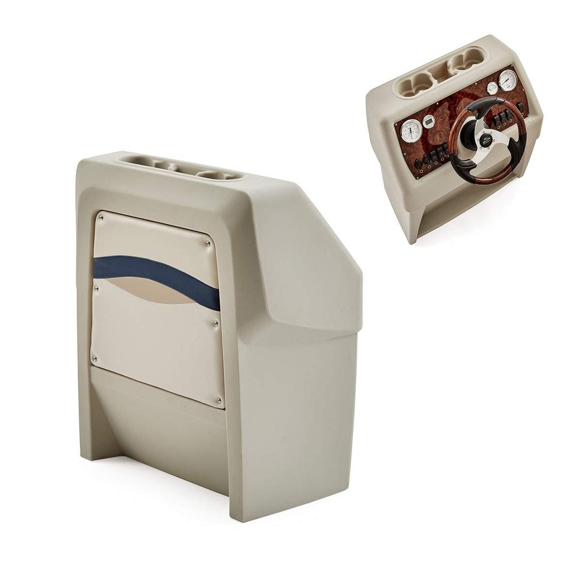DeckMate Premium Small Helm Console burl #color_ivory, blue & tan & invisible