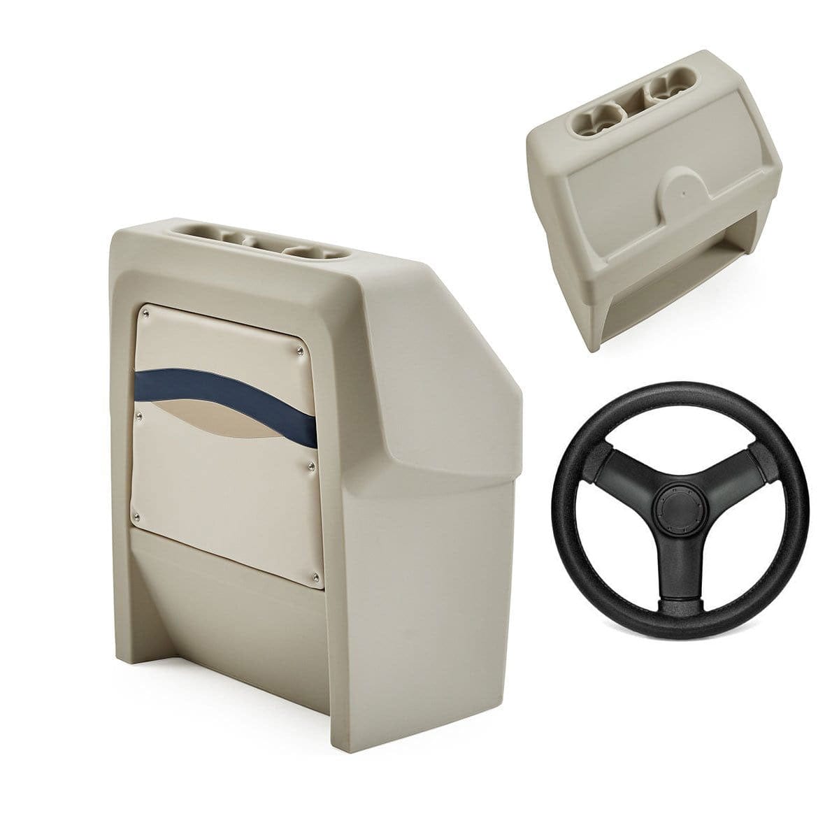 DeckMate Premium Small Helm Console blank #color_ivory, blue & tan & invisible
