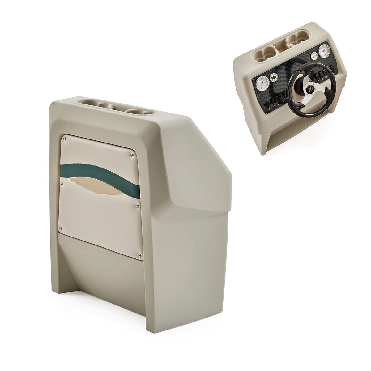 DeckMate Premium Small Helm Console carbon #color_ivory, green & tan & invisible