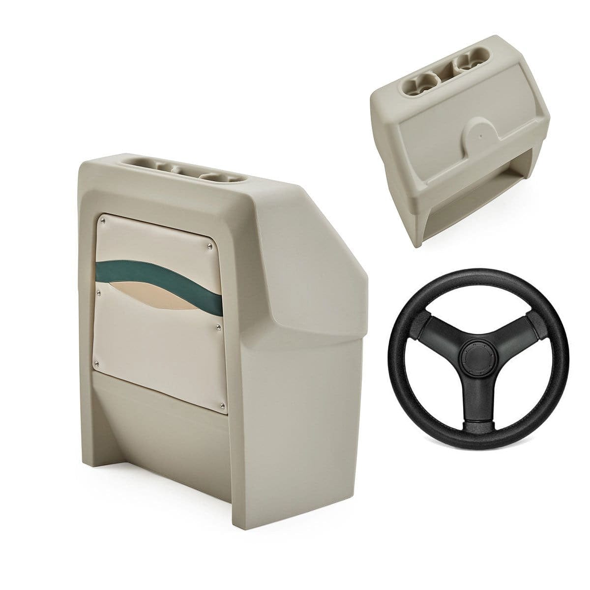 DeckMate Premium Small Helm Console blank #color_ivory, green & tan & invisible