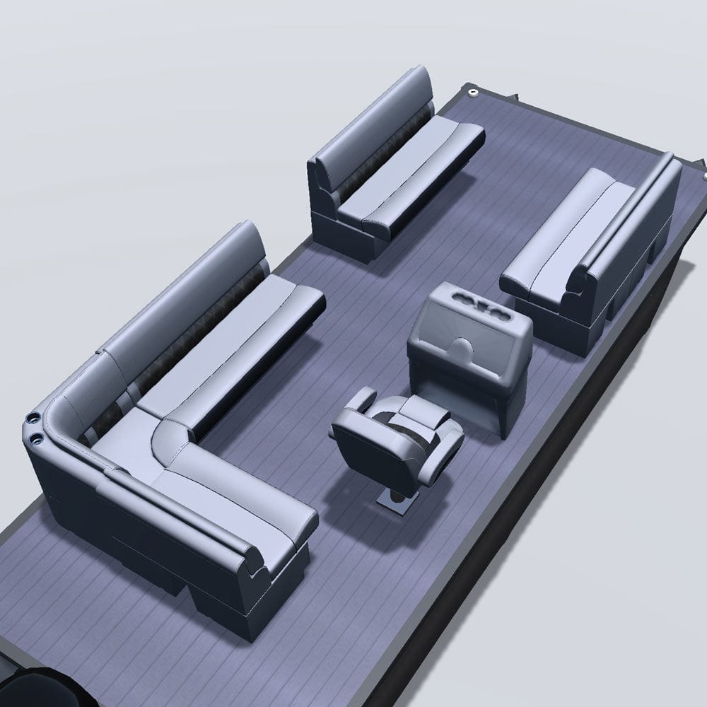 Stern entry pontoon seat package with bow double bench seats back