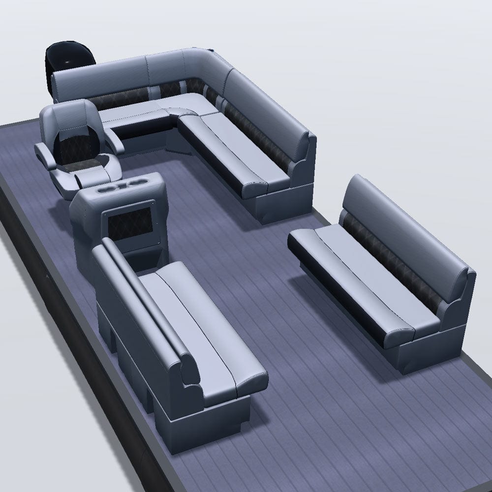 Stern entry pontoon seat package with bow double bench seats