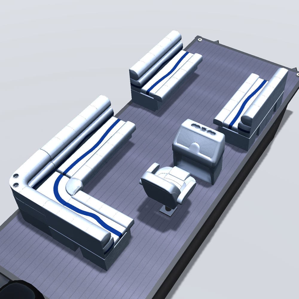 Stern entry pontoon seat package with bow double bench seats back