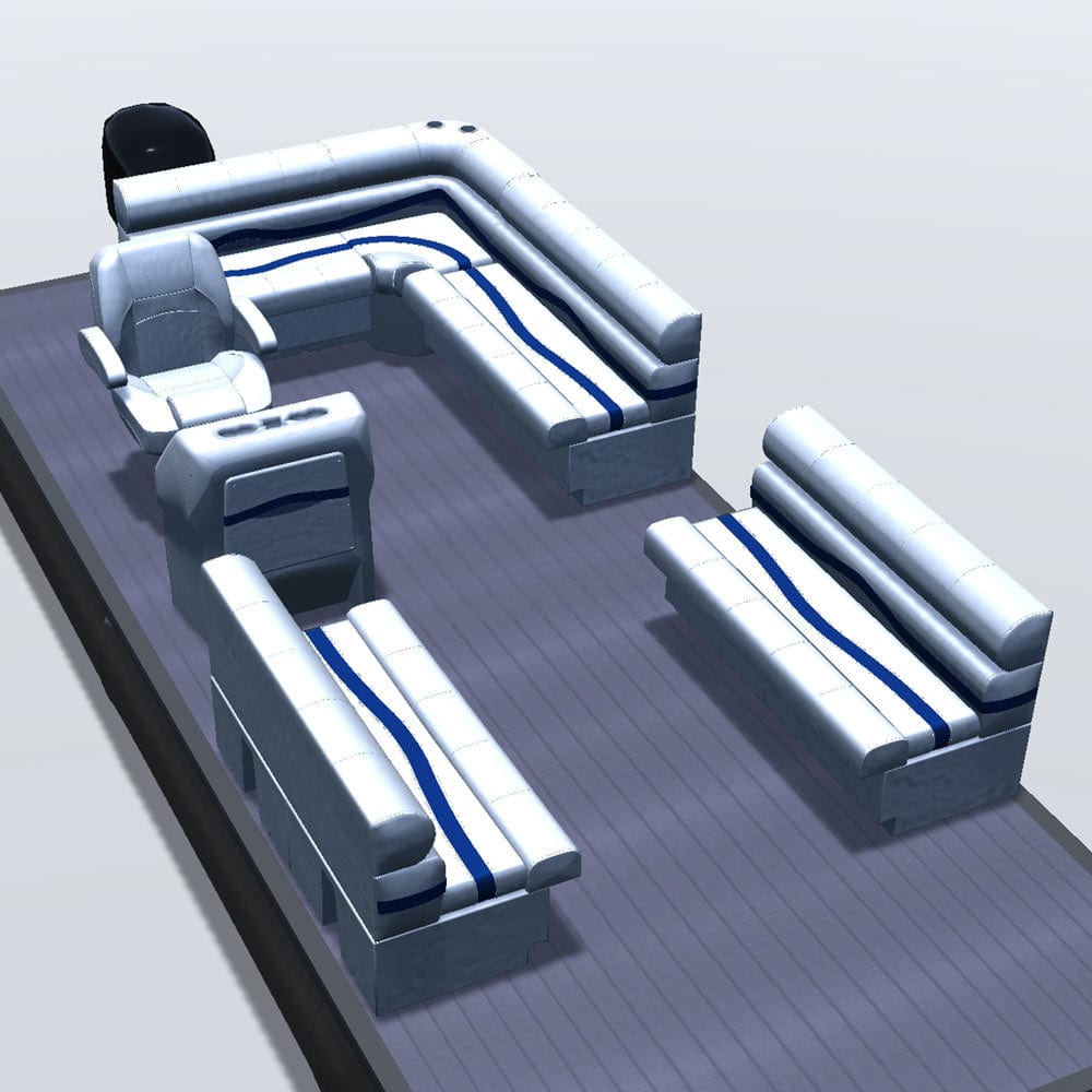 Stern entry pontoon seat package with bow double bench seats