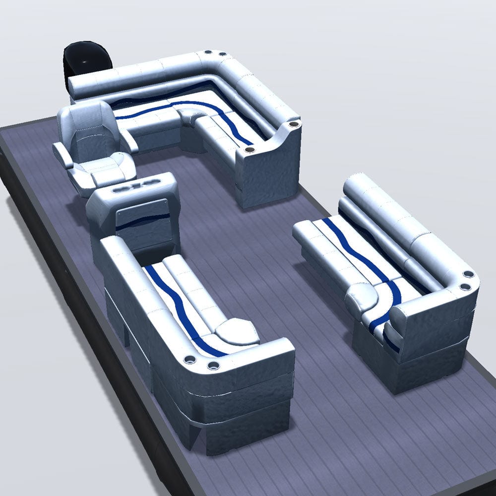 Stern entry pontoon seat package with bow double bench and corner seats