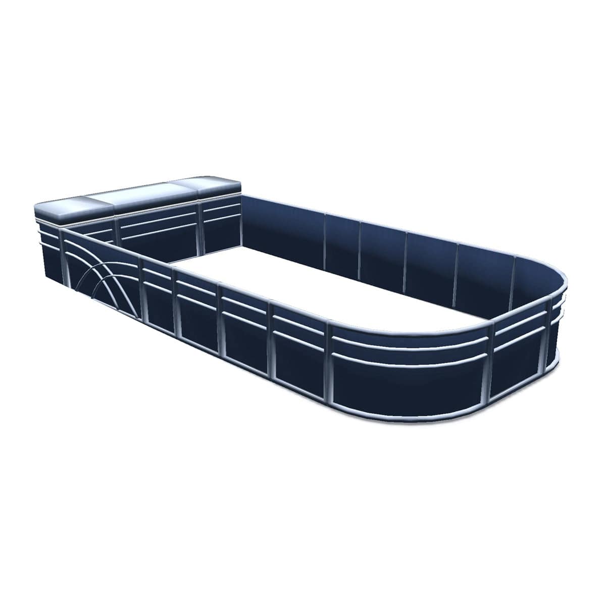 Pontoon Boat Fence Railing Navy - Gray Cushion