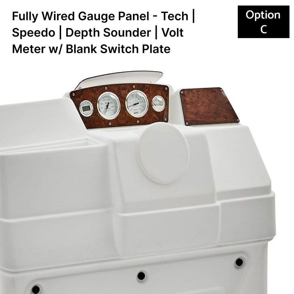 White Large Console Fully Wired Gauge Panel Burlwood #color_invisible & white