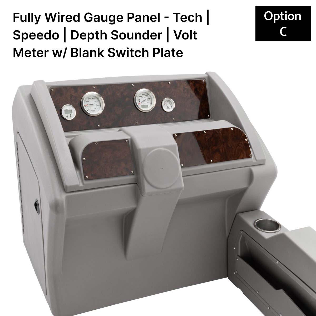 Gray Deluxe Console Fully Wired Gauge Panel Burlwood #color_gray & invisible