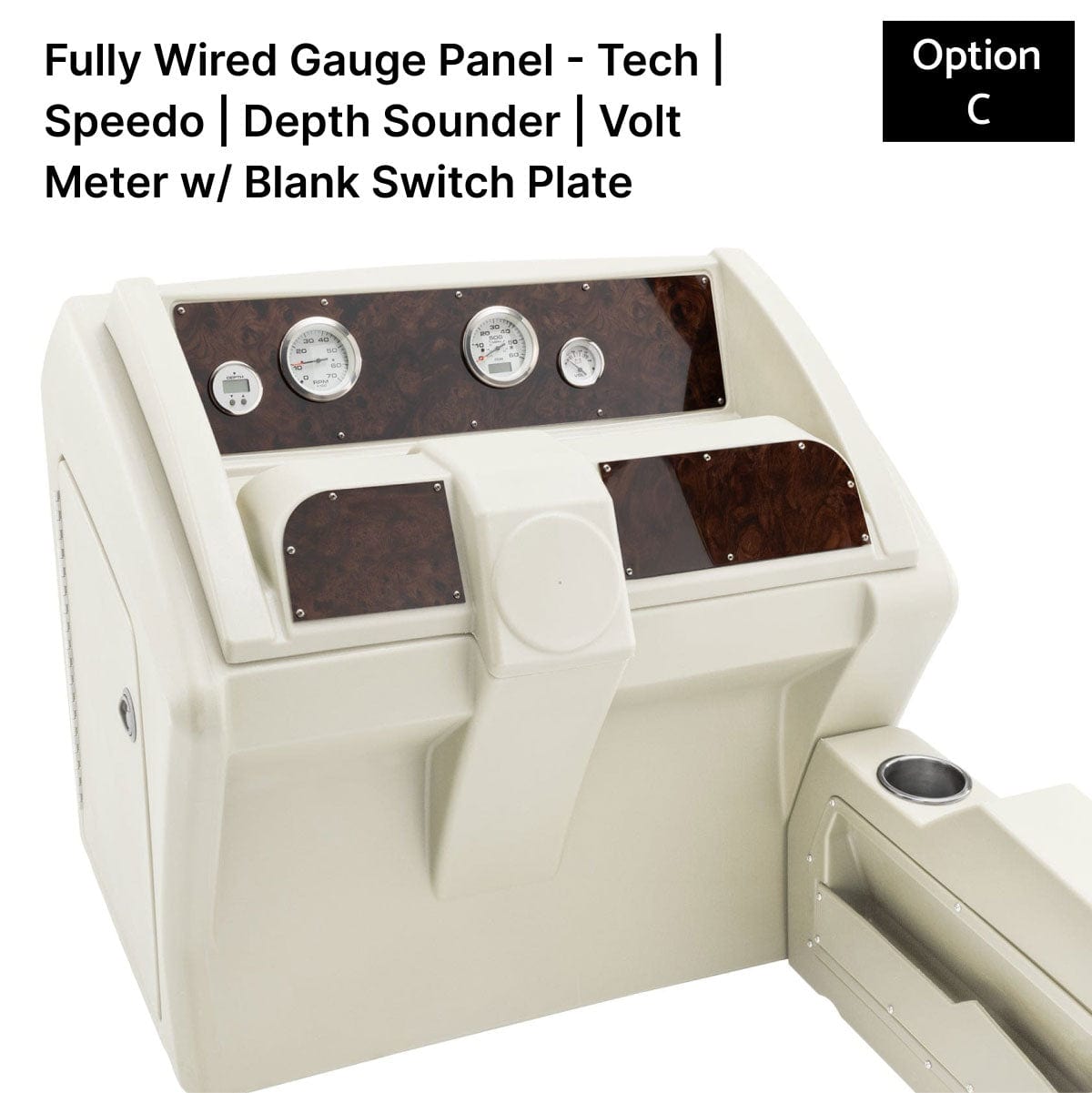 Ivory Deluxe Console Fully Wired Gauge Panel Burlwood #color_ivory & invisible