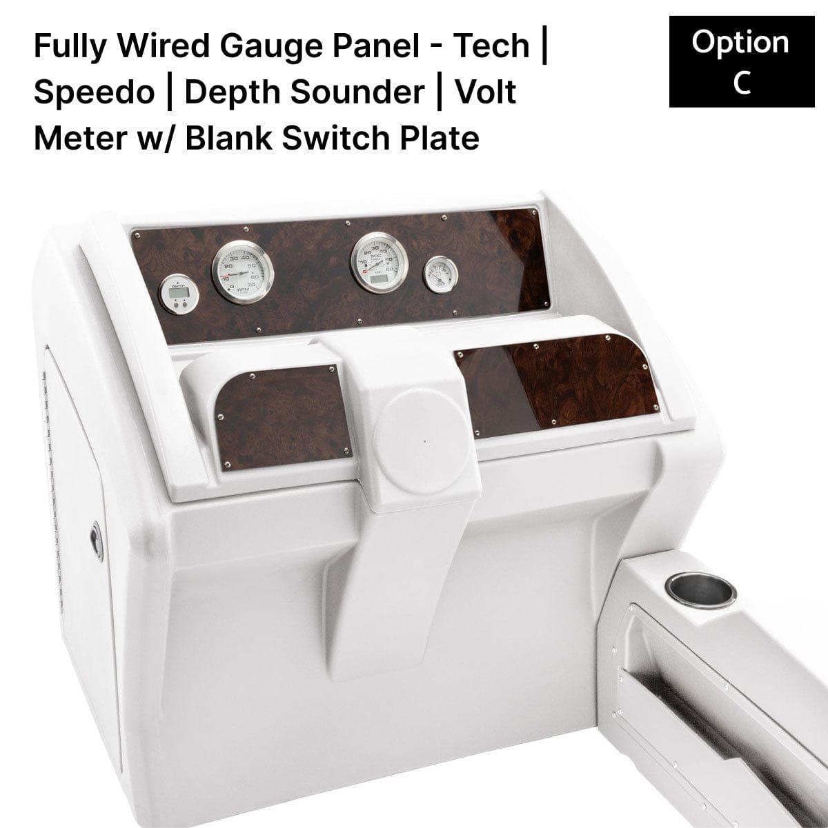 White Deluxe Console Fully Wired Gauge Panel Burlwood #color_white & invisible