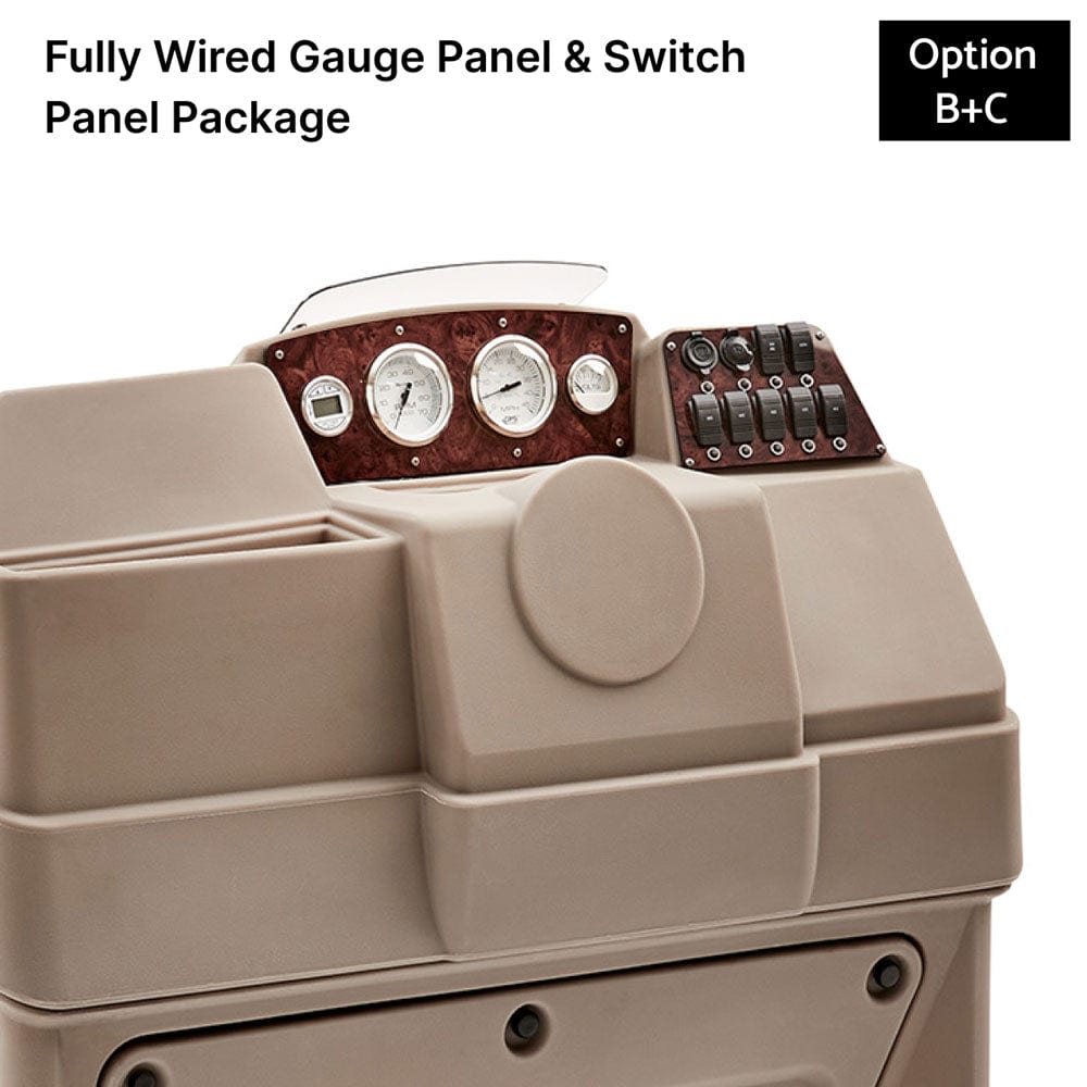 Beige Large Console Fully Wired Panels Burlwood #color_invisible & beige