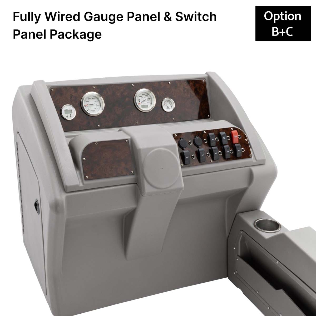 Gray Deluxe Console Fully Wired Panels Burlwood #color_gray & invisible