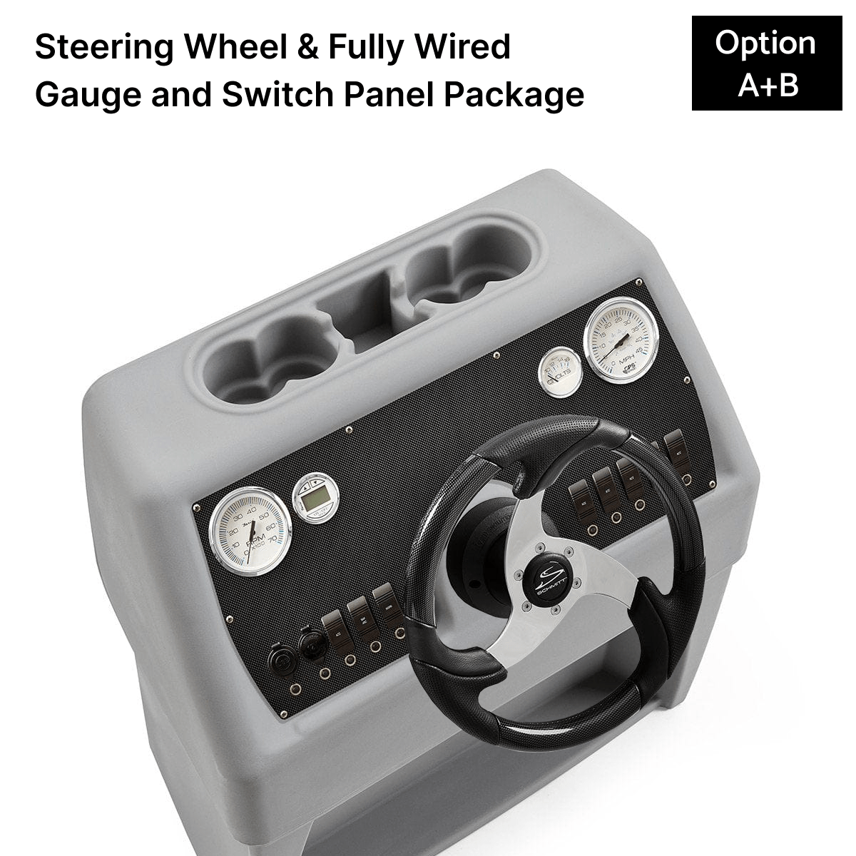 Gray, Red & Charcoal Console Fully Wired Panels with Carbon Fiber Steering Wheel #color_invisible & red