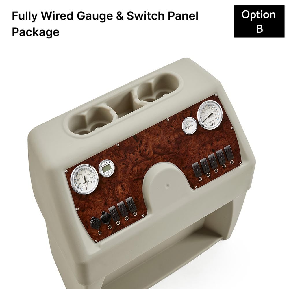 Ivory, Green & Tan Console Fully Wired Panels Burlwood #color_IGT