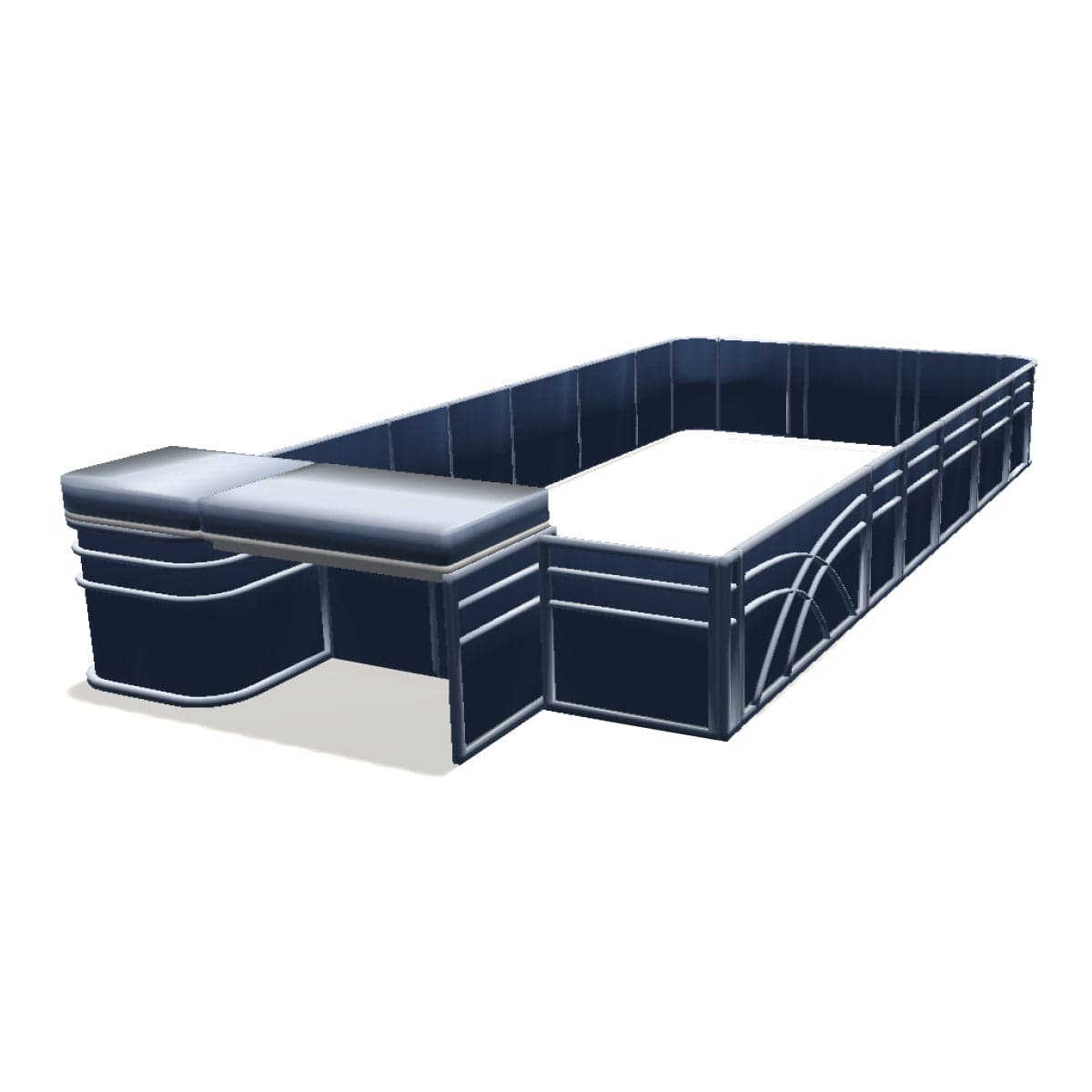 Stern Entry Sun Deck - 8' 6" Wide 28" Corners Pontoon Fence Rail Package