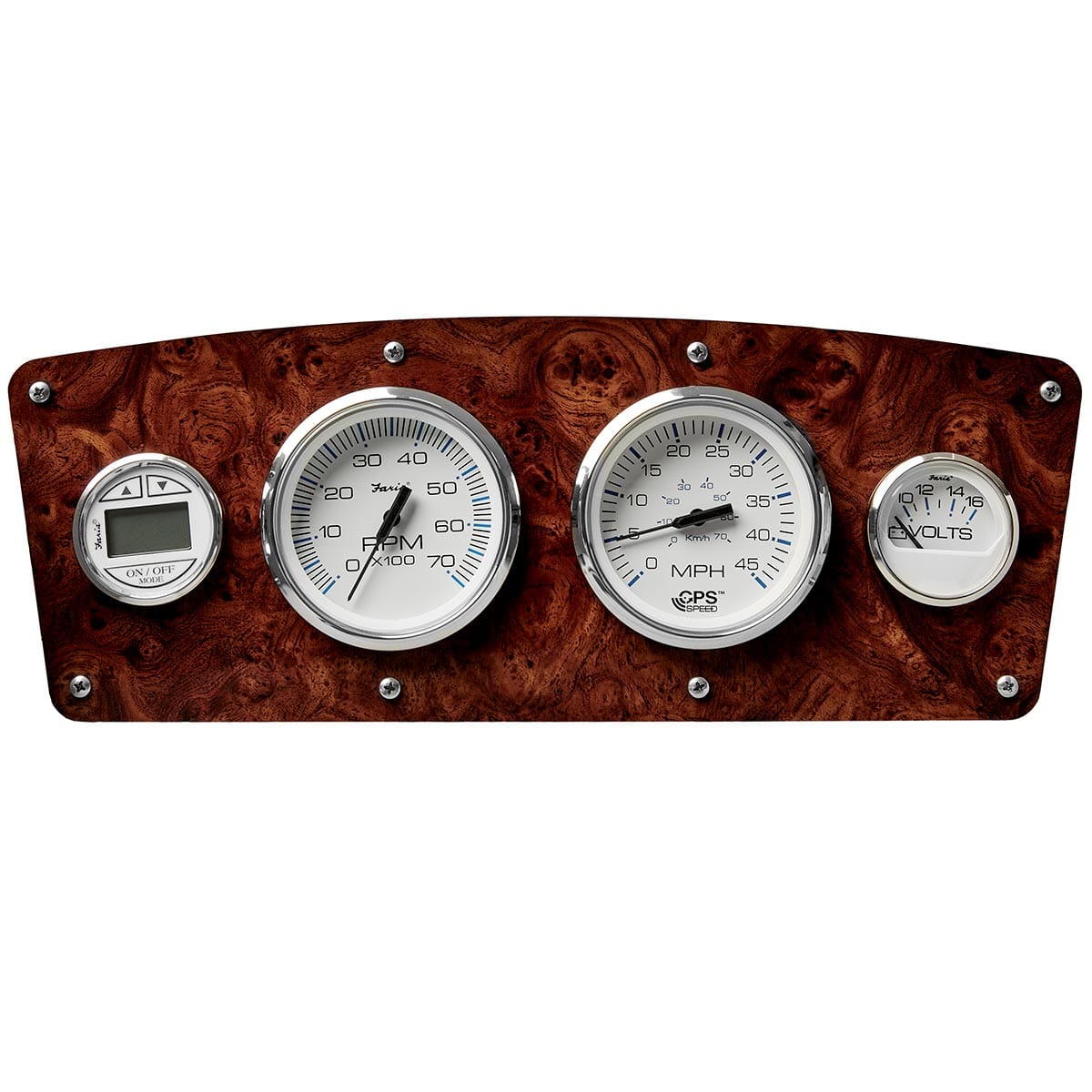 DeckMate Pontoon Console burl panel gauges #wheel & panel color_burl wood