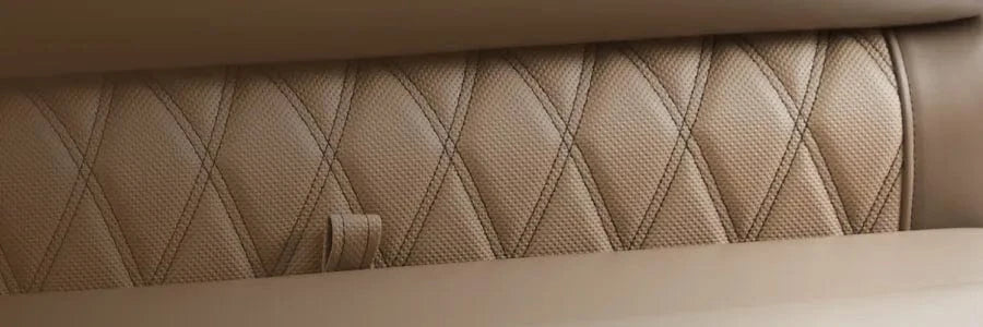 Luxury beige pontoon boat seat detail image with stitching