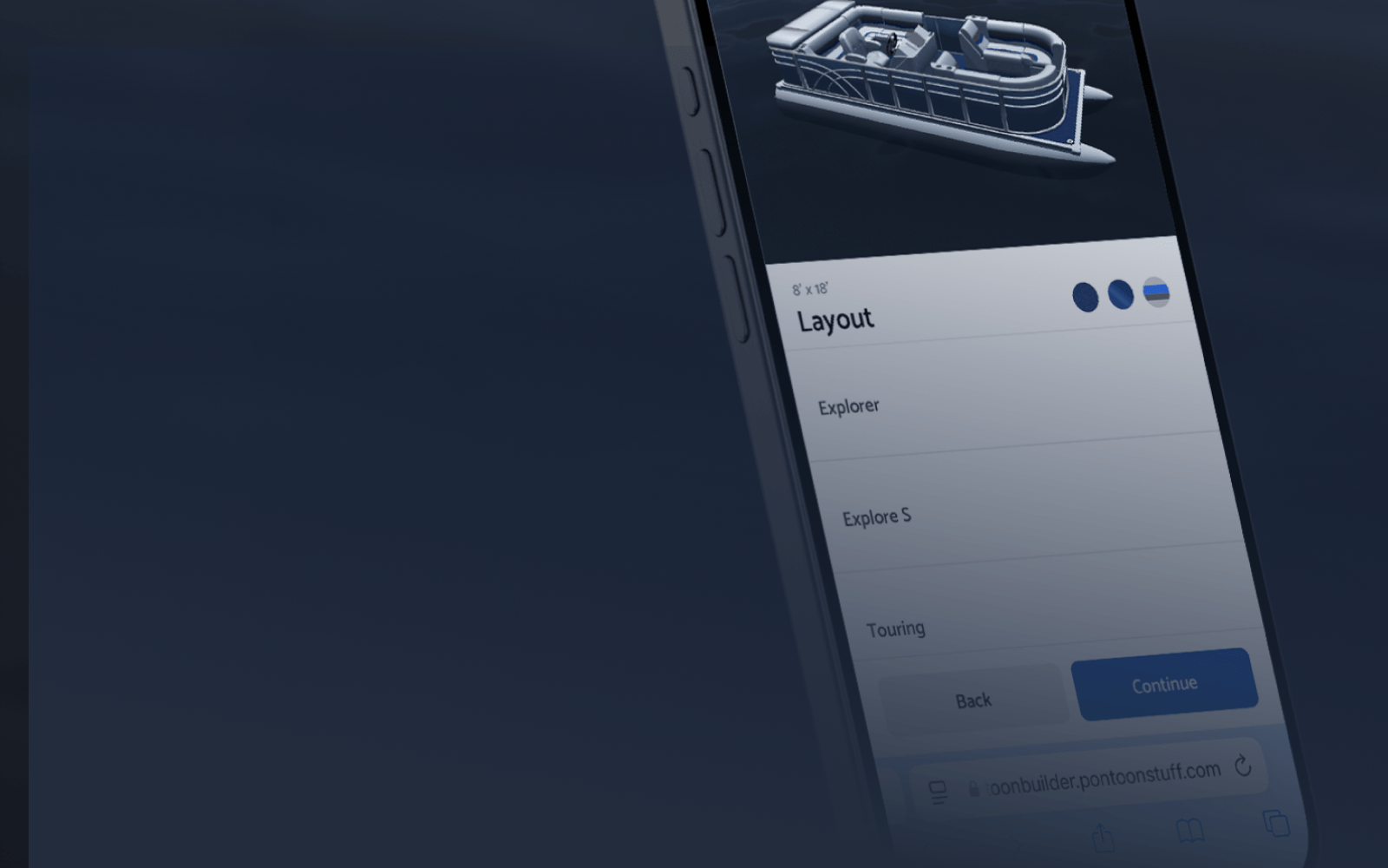Close up on 3D Pontoon Builder App on a phone