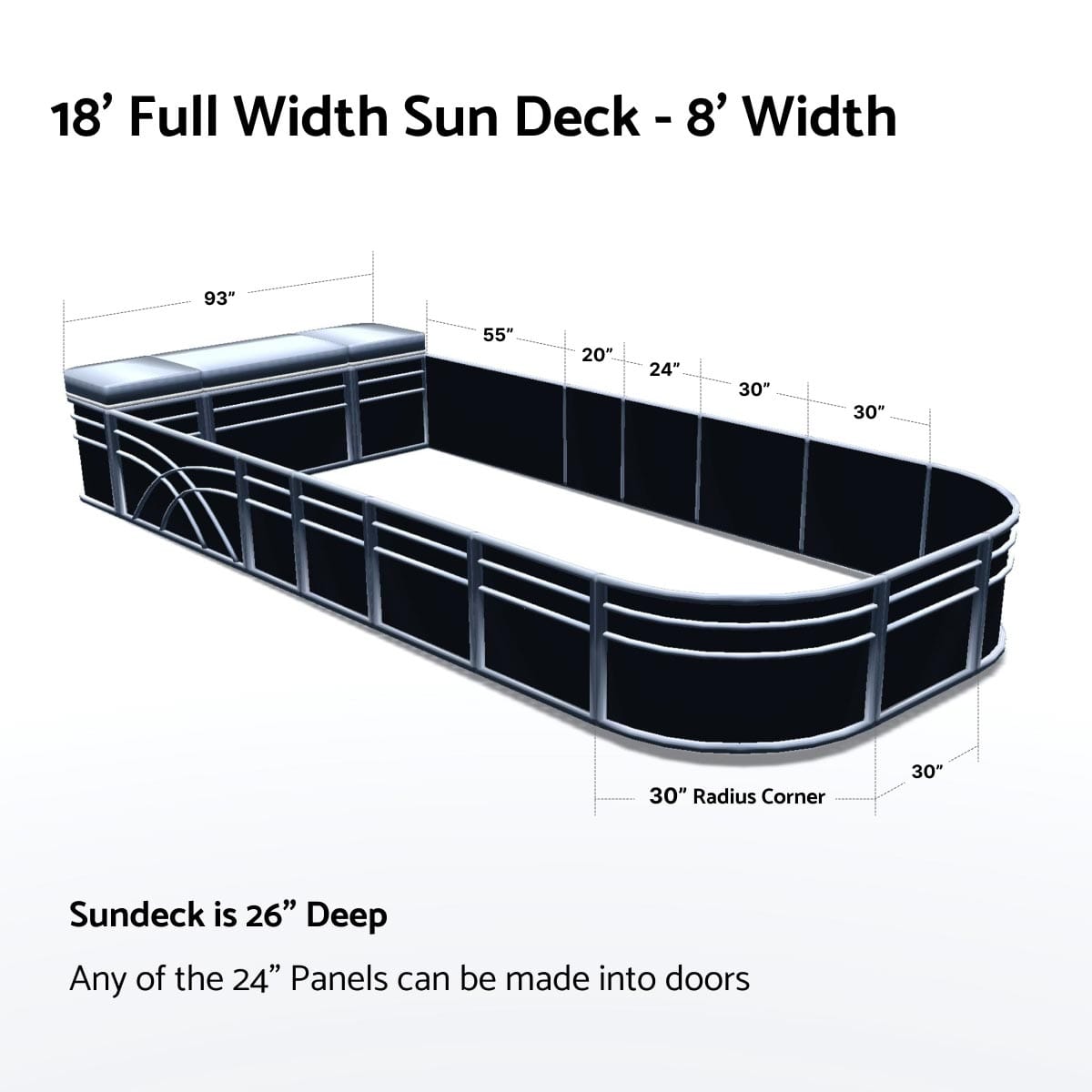 Pontoon Boat Fence Railing Black - Gray Cushion #color_black metallic