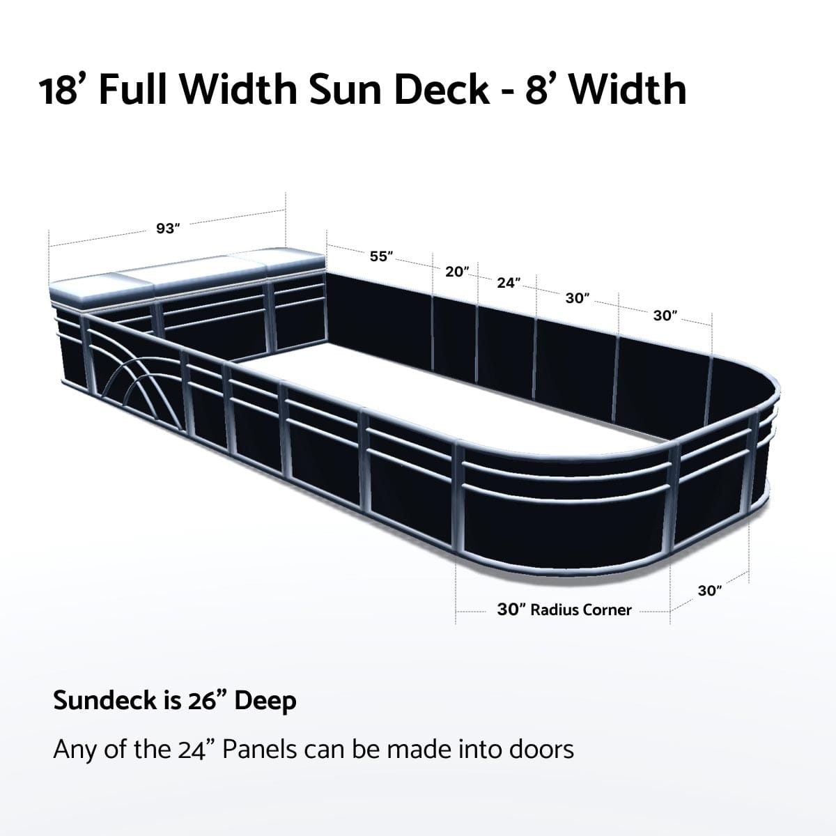 Pontoon Boat Fence Railing Black - White Cushion #color_black metallic