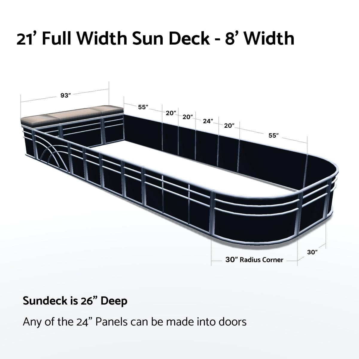 Pontoon Boat Fence Railing Black - Beige Cushion #color_black metallic