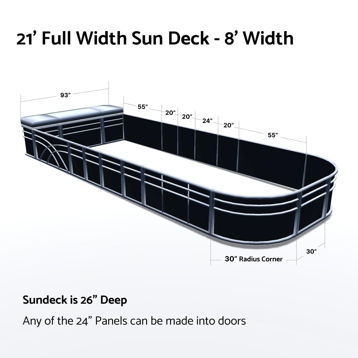 Pontoon Boat Fence Railing Black - Gray Cushion #color_black metallic