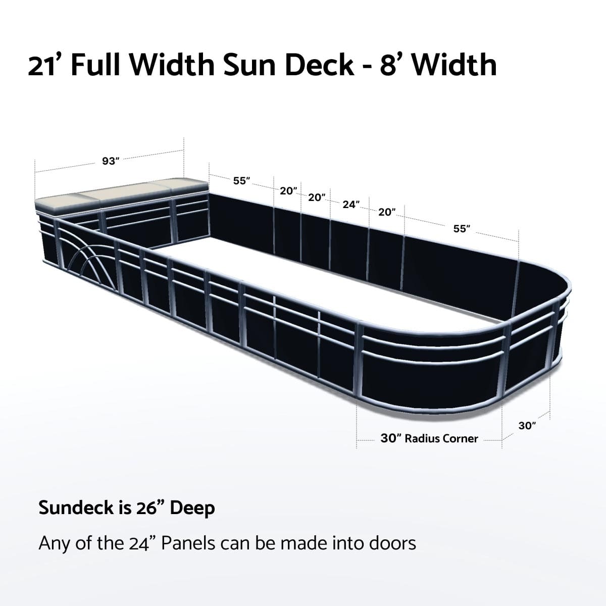 Pontoon Boat Fence Railing Black - Ivory Cushion #color_black metallic