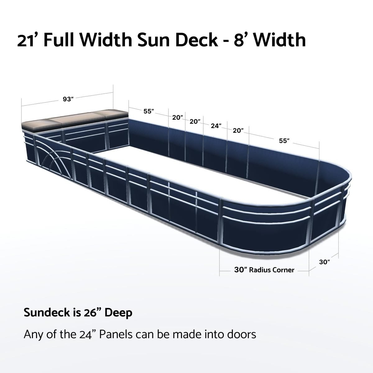 Pontoon Boat Fence Railing Navy - Beige Cushion #color_navy metallic