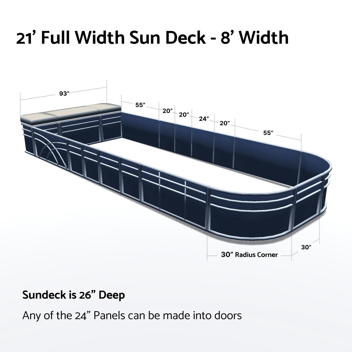 Pontoon Boat Fence Railing Navy - Ivory Cushion #color_navy metallic