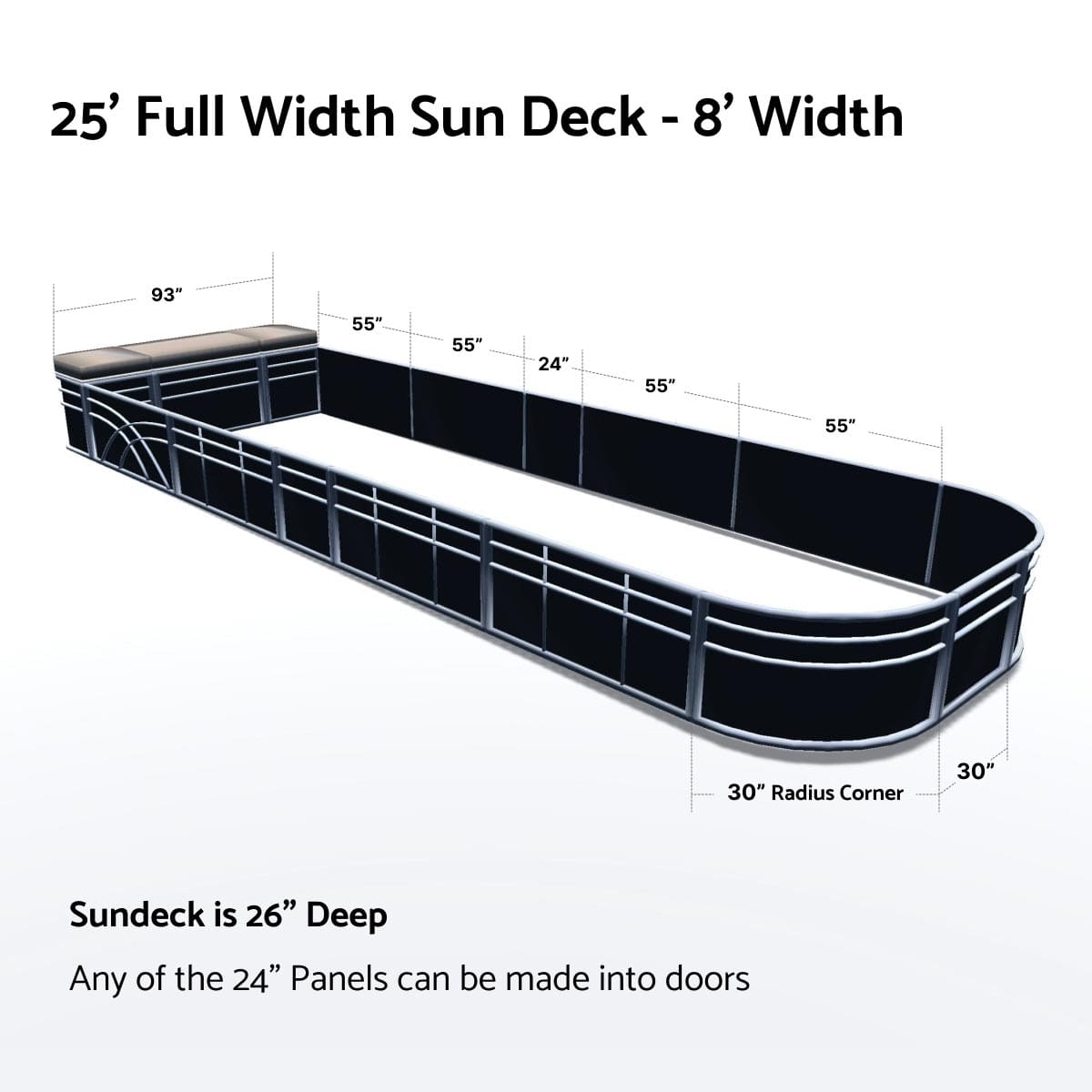 Pontoon Boat Fence Railing Black - Beige Cushion #color_black metallic
