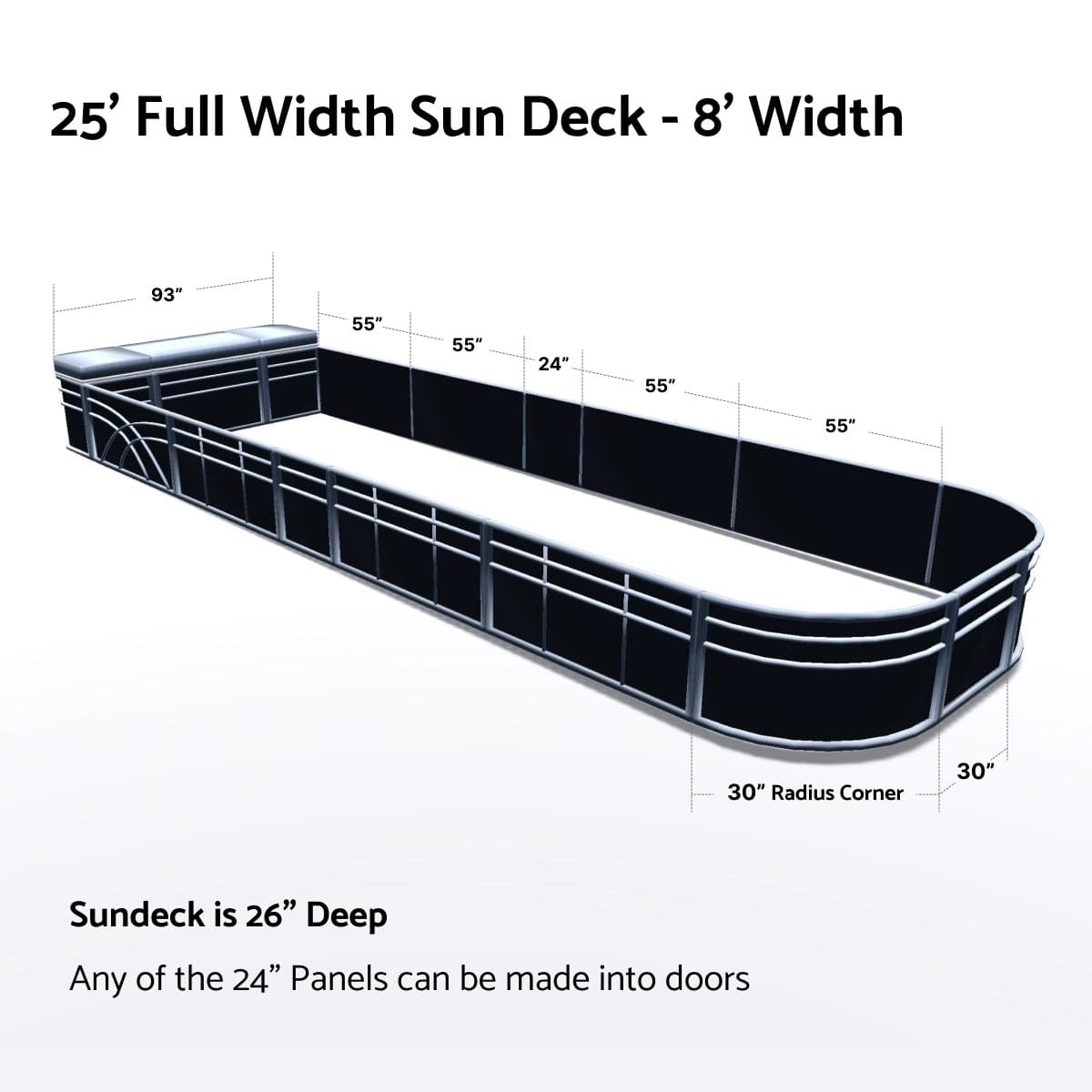 Pontoon Boat Fence Railing Black - Gray Cushion #color_black metallic