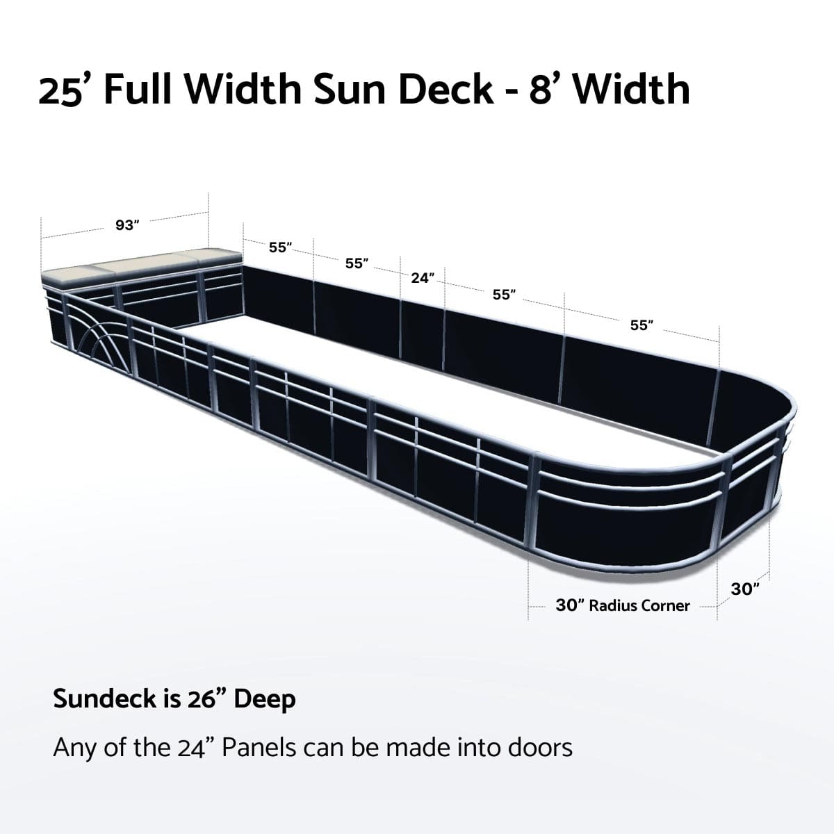 Pontoon Boat Fence Railing Black - Ivory Cushion #color_black metallic